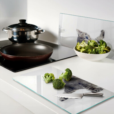 Glass chopping board Kitten with blue eyes