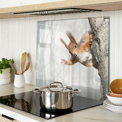 Glass chopping board Squirrel on a branch