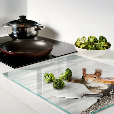 Glass chopping board Squirrel on a branch