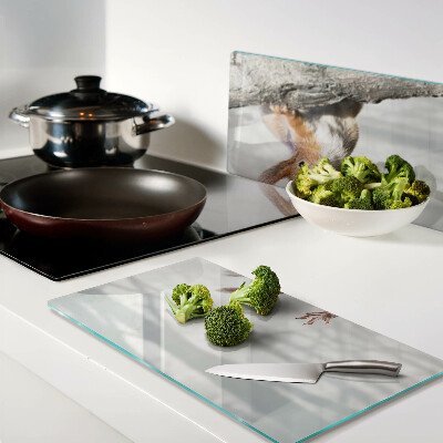 Glass chopping board Squirrel on a branch
