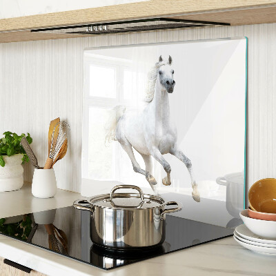 Glass kitchen board White horse in motion