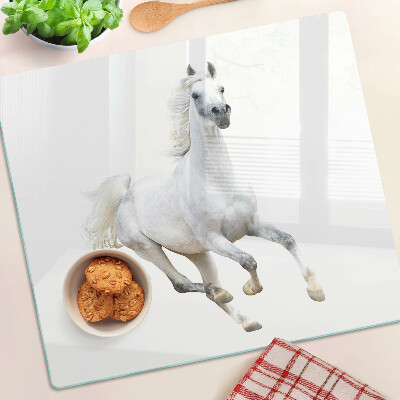 Glass kitchen board White horse in motion