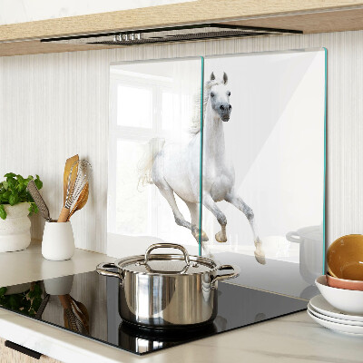 Glass kitchen board White horse in motion