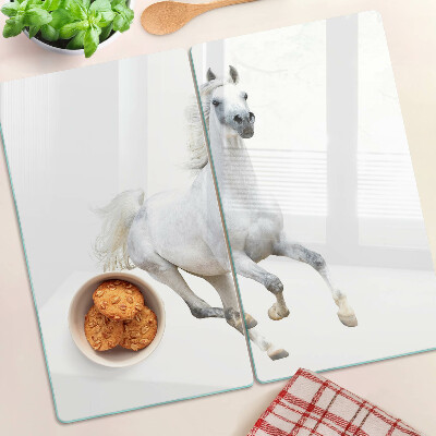 Glass kitchen board White horse in motion