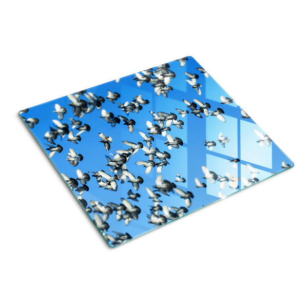 Glass chopping board Pigeons flying in the sky