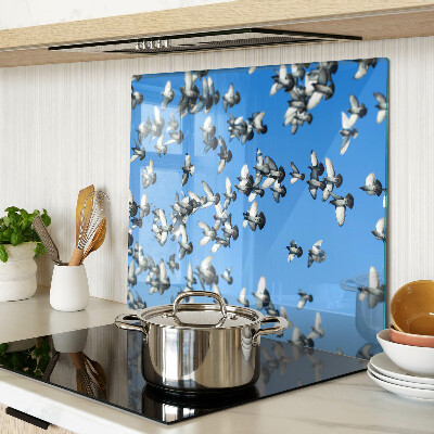 Glass chopping board Pigeons flying in the sky