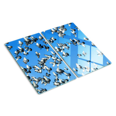 Glass chopping board Pigeons flying in the sky