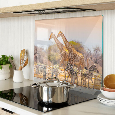 Glass chopping board Zebra and giraffe in their natural habitat