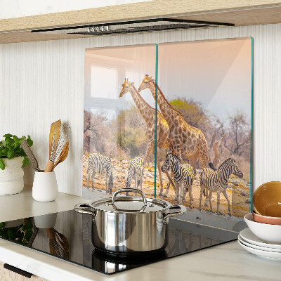 Glass chopping board Zebra and giraffe in their natural habitat