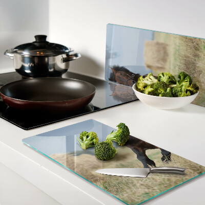 Glass chopping board Horse in the meadow