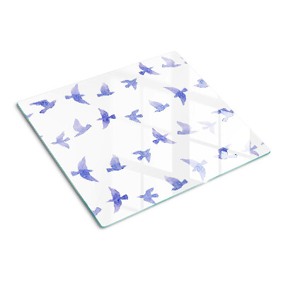 Glass kitchen board Birds in shades of blue