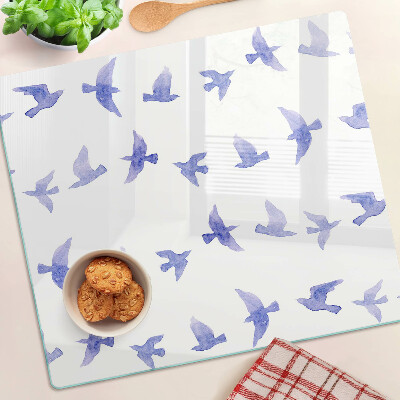 Glass kitchen board Birds in shades of blue
