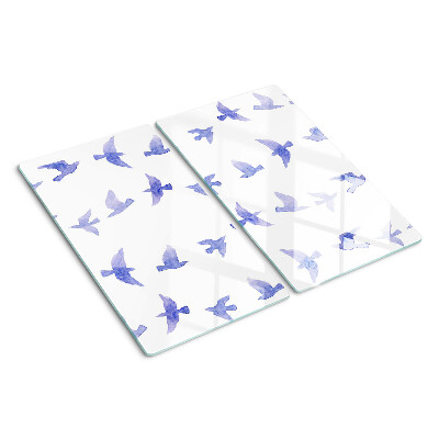 Glass kitchen board Birds in shades of blue