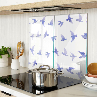 Glass kitchen board Birds in shades of blue