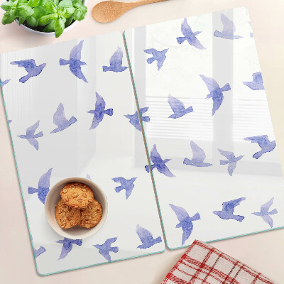Glass kitchen board Birds in shades of blue