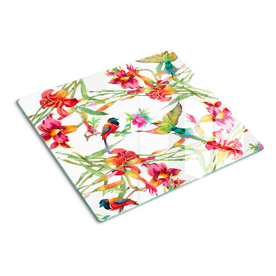 Glass chopping board Flowers and exotic birds