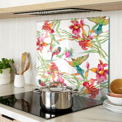 Glass chopping board Flowers and exotic birds
