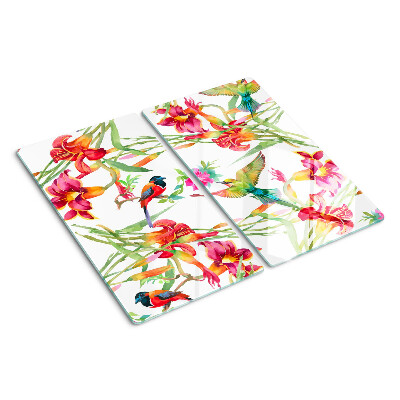Glass chopping board Flowers and exotic birds