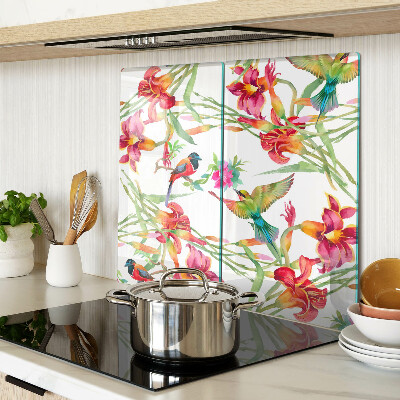 Glass chopping board Flowers and exotic birds