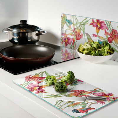 Glass chopping board Flowers and exotic birds