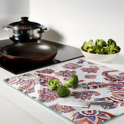 Glass chopping board Paisley pattern with flowers