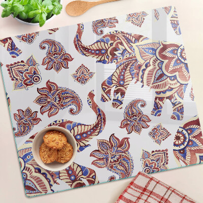 Glass chopping board Paisley pattern with flowers
