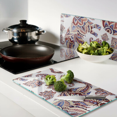 Glass chopping board Paisley pattern with flowers