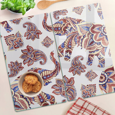 Glass chopping board Paisley pattern with flowers
