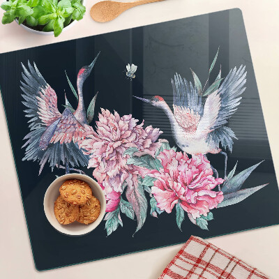 Glass kitchen board Flowers and birds