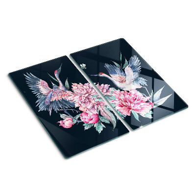 Glass kitchen board Flowers and birds