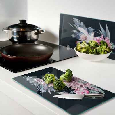 Glass kitchen board Flowers and birds