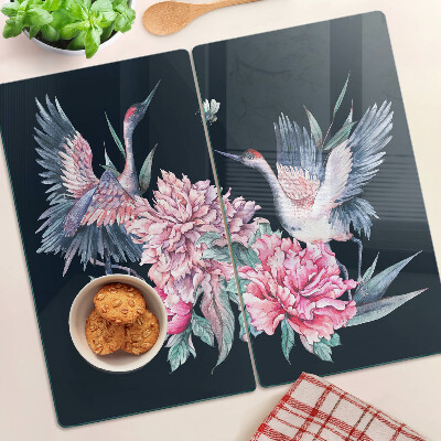 Glass kitchen board Flowers and birds