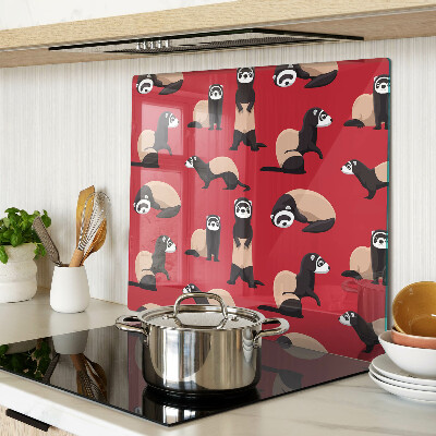 Glass kitchen board Ferrets on a red background