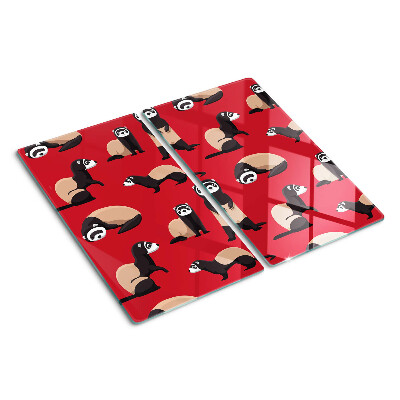 Glass kitchen board Ferrets on a red background