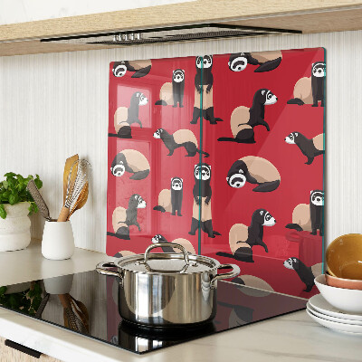 Glass kitchen board Ferrets on a red background