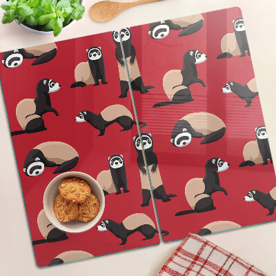 Glass kitchen board Ferrets on a red background