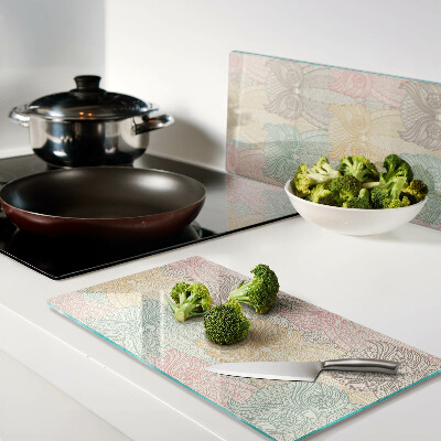 Glass kitchen board Flower and bird motif