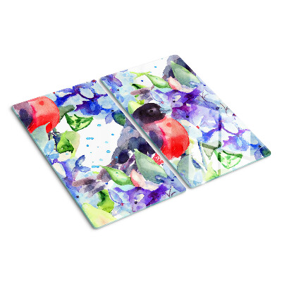 Glass chopping board Bird on a background of flowers