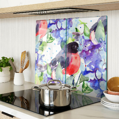 Glass chopping board Bird on a background of flowers