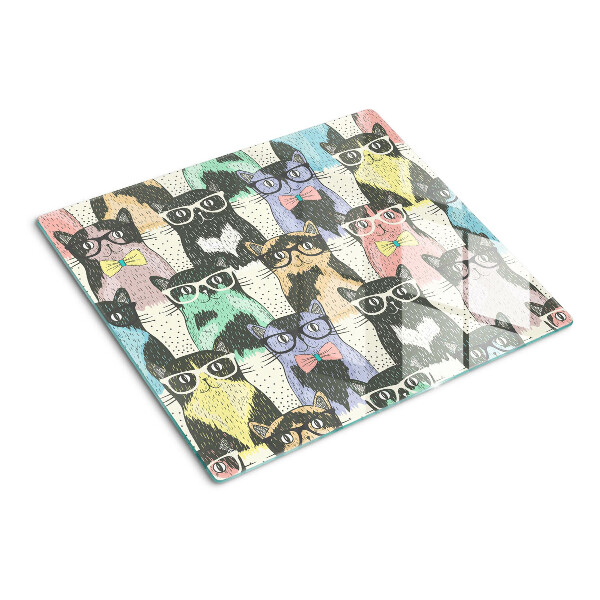 Glass chopping board Cats with glasses