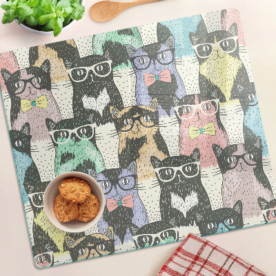 Glass chopping board Cats with glasses