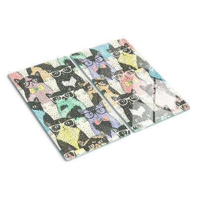 Glass chopping board Cats with glasses