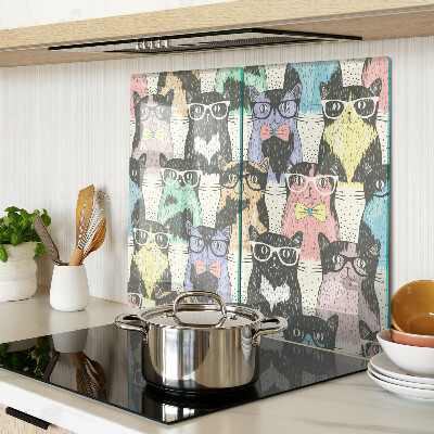 Glass chopping board Cats with glasses