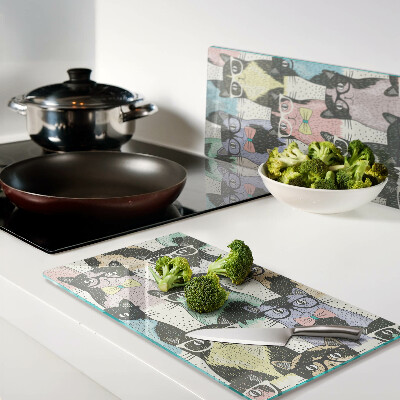 Glass chopping board Cats with glasses