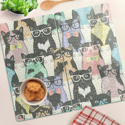 Glass chopping board Cats with glasses