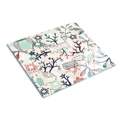 Glass kitchen board Forest fauna and flora motif