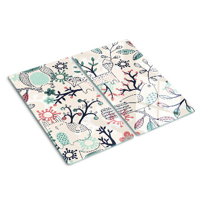 Glass kitchen board Forest fauna and flora motif