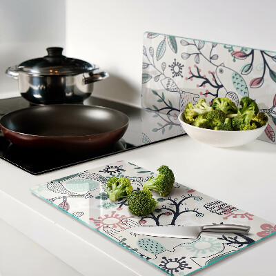 Glass kitchen board Forest fauna and flora motif