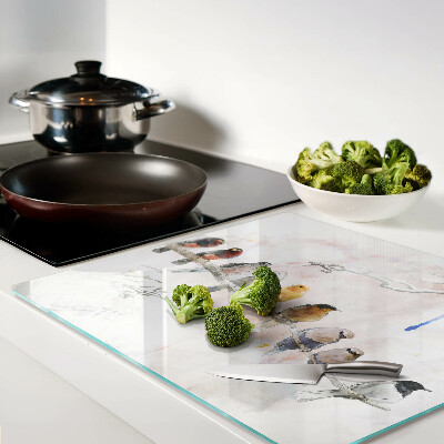 Glass chopping board Birds on a branch