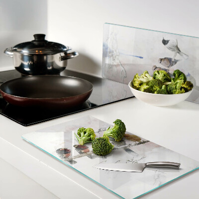 Glass chopping board Birds on a branch